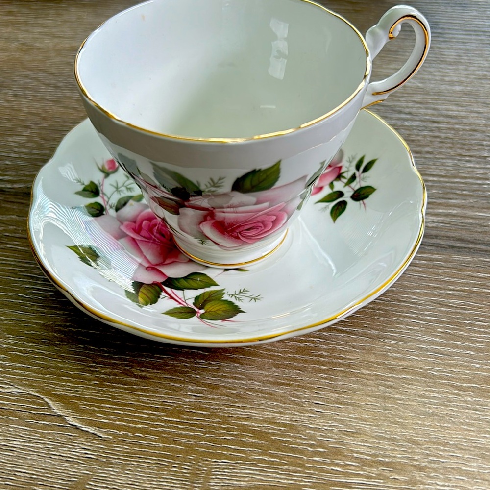 Vintage Regency Bone China England Tea Cup and Saucer pink roses